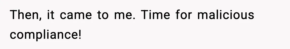Then, it came to me. Time for malicious compliance!