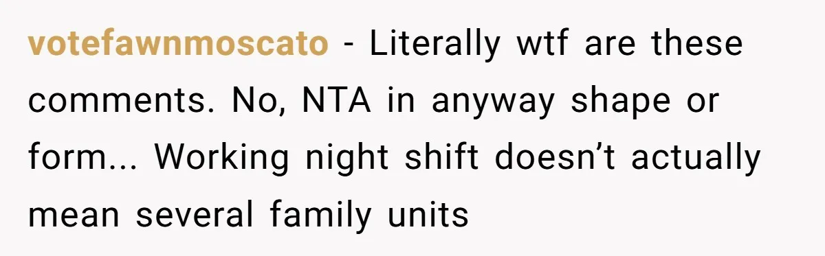 A Man's '30 Seconds of Bad Judgment' Gets His Family Uninvited from Christmas votefawnmoscato - Literally wtf are these comments. No, NTA in anyway shape or form... Working night shift doesn’t actually mean several family units