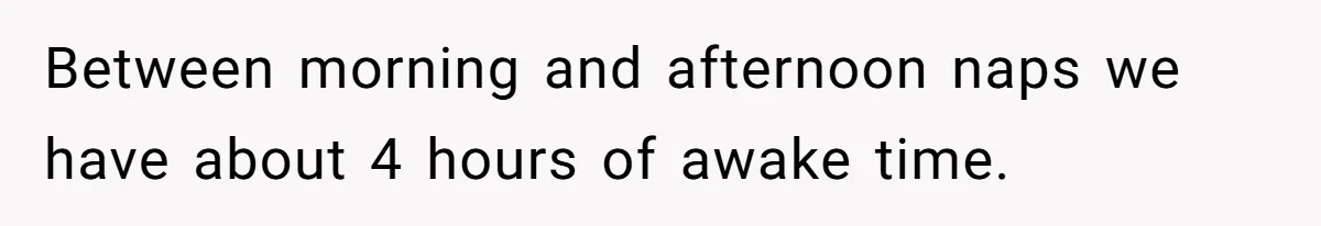 Between morning and afternoon naps we have about 4 hours of awake time.