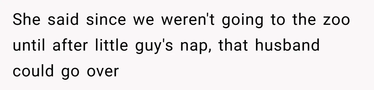 She said since we weren't going to the zoo until after little guy's nap, that husband could go over