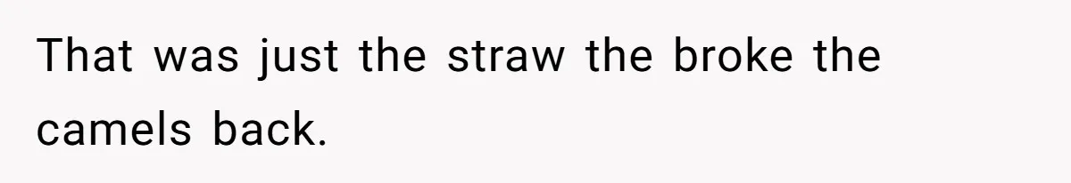 That was just the straw the broke the camels back.