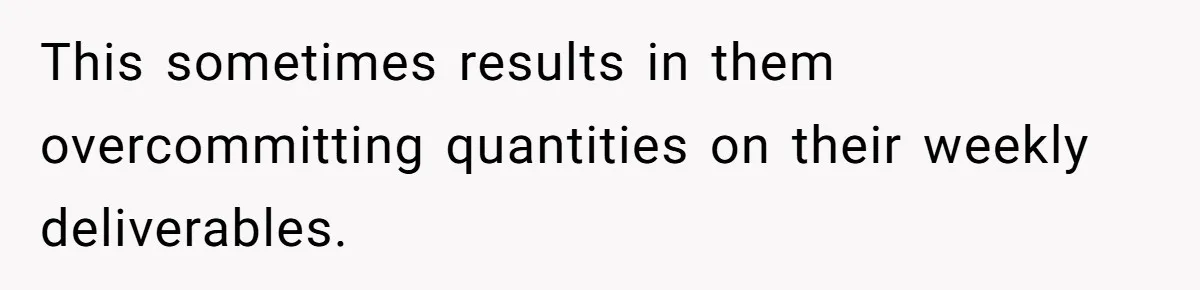 Injured Employee Silently Protests 60-Minute Lunch Break Time Policy, Outwits Clock-Watching Boss This sometimes results in them overcommitting quantities on their weekly deliverables.