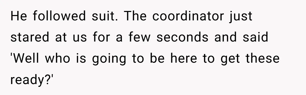 Injured Employee Silently Protests 60-Minute Lunch Break Time Policy, Outwits Clock-Watching Boss He followed suit. The coordinator just stared at us for a few seconds and said 'Well who is going to be here to get these ready?'