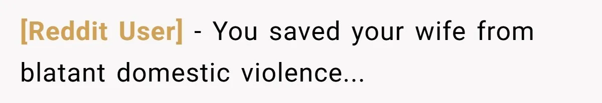 [Reddit User] - You saved your wife from blatant domestic violence...