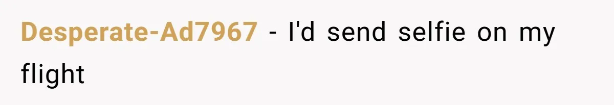 Desperate-Ad7967 - I'd send selfie on my flight