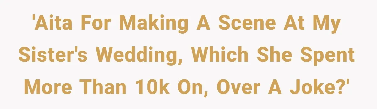 'AITA for making a scene at my sister's wedding, which she spent more than 10k on, over a joke?'