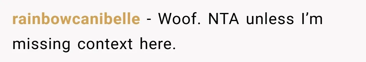 rainbowcanibelle − Woof. NTA unless I’m missing context here.