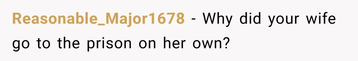 Reasonable_Major1678 - Why did your wife go to the prison on her own?