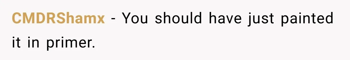 CMDRShamx − You should have just painted it in primer.