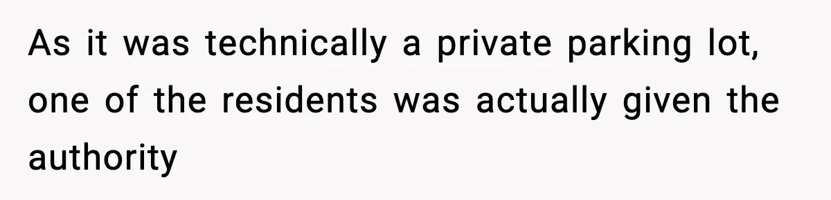 As it was technically a private parking lot, one of the residents was actually given the authority