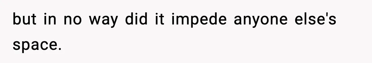 but in no way did it impede anyone else's space.