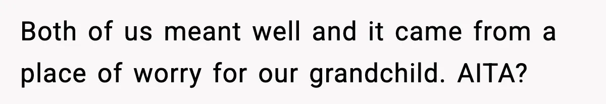 Both of us meant well and it came from a place of worry for our grandchild. AITA?