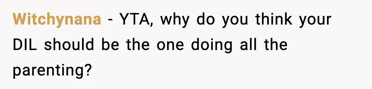 Witchynana − YTA, why do you think your DIL should be the one doing all the parenting?