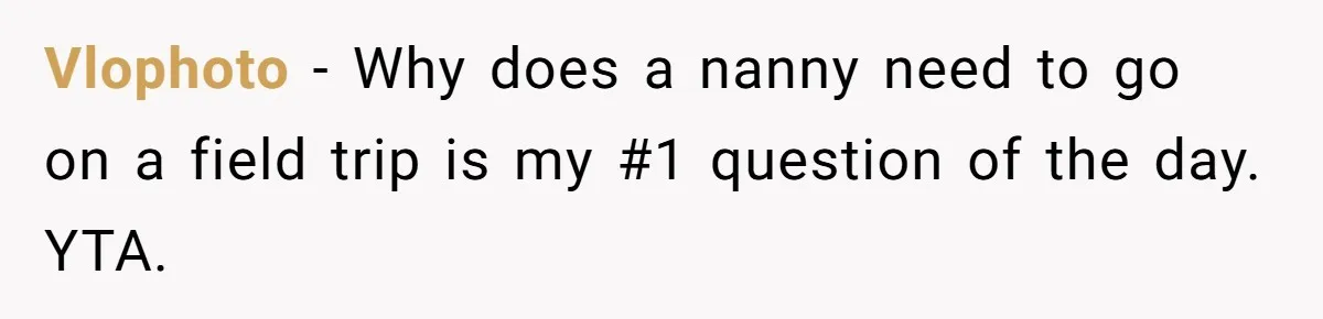 Vlophoto − Why does a nanny need to go on a field trip is my #1 question of the day. YTA.