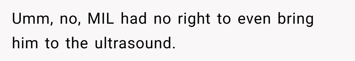 Umm, no, MIL had no right to even bring him to the ultrasound.
