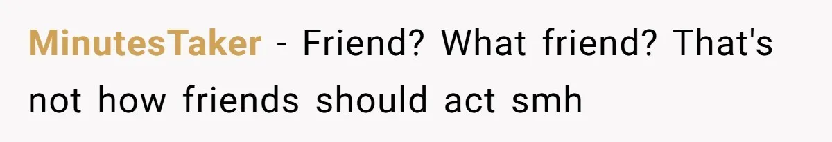 MinutesTaker − Friend? What friend? That's not how friends should act smh