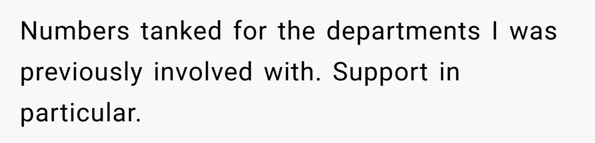 Numbers tanked for the departments I was previously involved with. Support in particular.