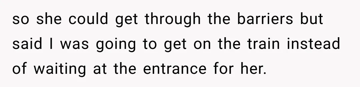 Redditor Ditches Late ‘Disabled’ Friend For Concert, Fair Or Foul? so she could get through the barriers but said I was going to get on the train instead of waiting at the entrance for her.