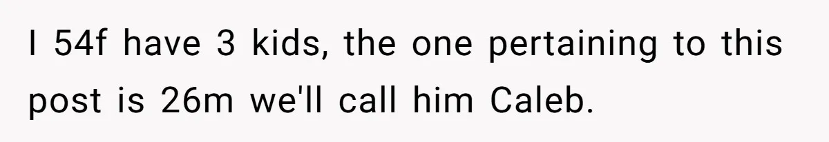 I 54f have 3 kids, the one pertaining to this post is 26m we'll call him Caleb.