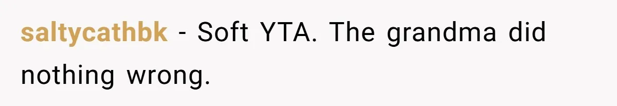 saltycathbk - Soft YTA. The grandma did nothing wrong.