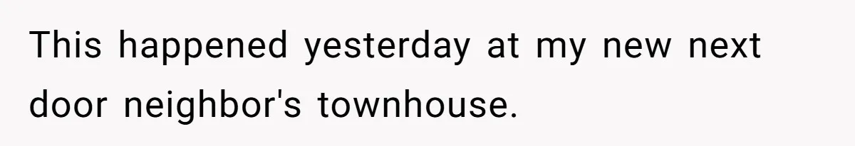 This happened yesterday at my new next door neighbor's townhouse.