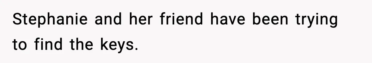 Stephanie and her friend have been trying to find the keys.
