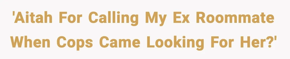 Woman Calls Ex-Roommate When Cops Come Knocking, Gets Accused Of “Betrayal” 'Aitah for calling my ex roommate when cops came looking for her?'