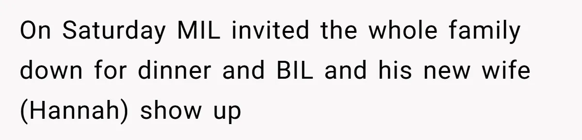 On Saturday MIL invited the whole family down for dinner and BIL and his new wife (Hannah) show up