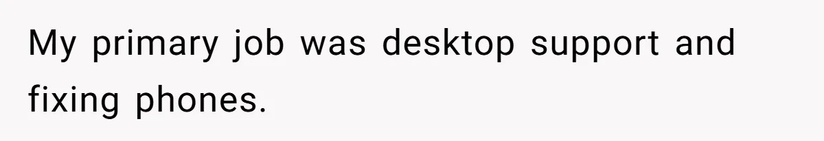 My primary job was desktop support and fixing phones.