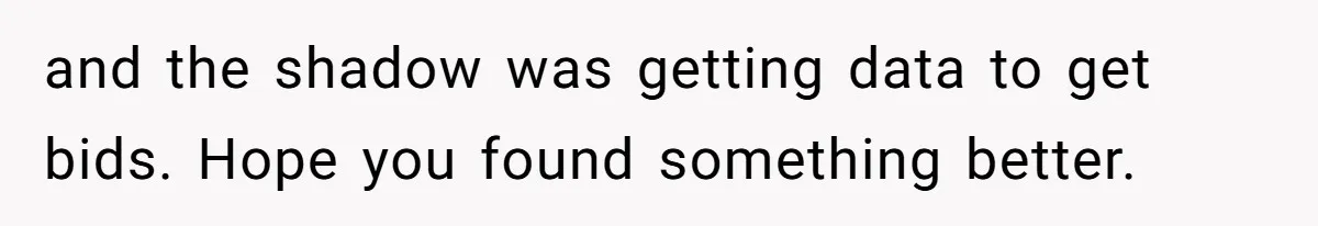 and the shadow was getting data to get bids. Hope you found something better.
