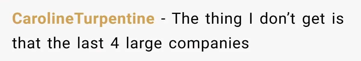 CarolineTurpentine − The thing I don’t get is that the last 4 large companies