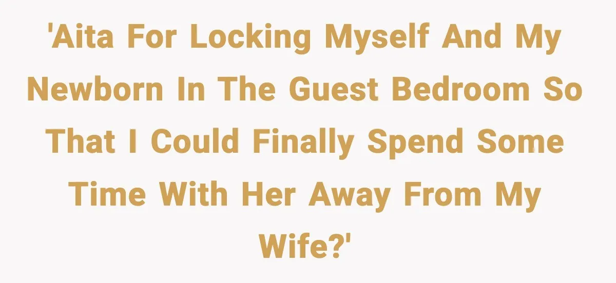 'AITA for locking myself and my newborn in the guest bedroom so that I could finally spend some time with her away from my wife?'
