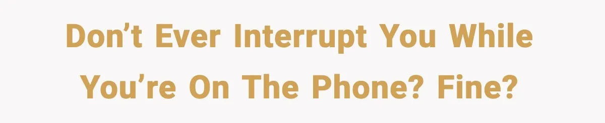 Don’t ever interrupt you while you’re on the phone? Fine?