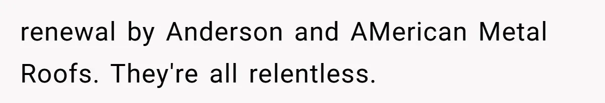 renewal by Anderson and AMerican Metal Roofs. They're all relentless.