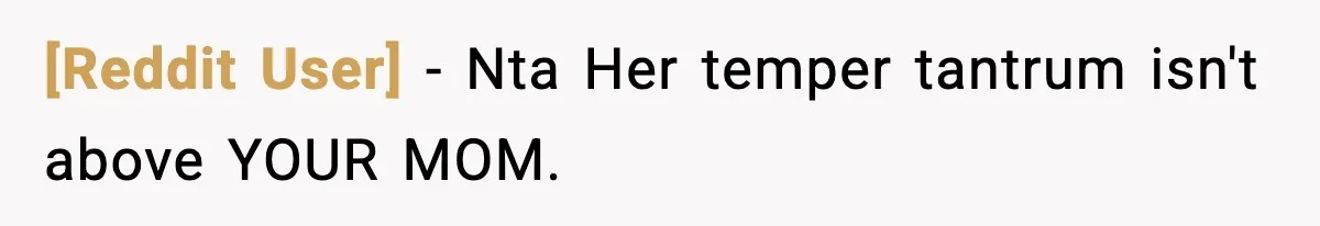 [Reddit User] − Nta Her temper tantrum isn't above YOUR MOM.