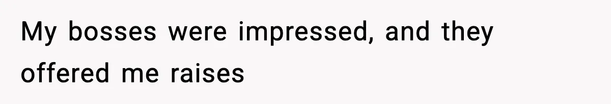My bosses were impressed, and they offered me raises