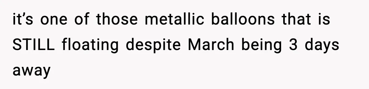 Woman Asks Husband For A Small Balloon, He Shows Up With The Sweetest Valentine Surprise it’s one of those metallic balloons that is STILL floating despite March being 3 days away