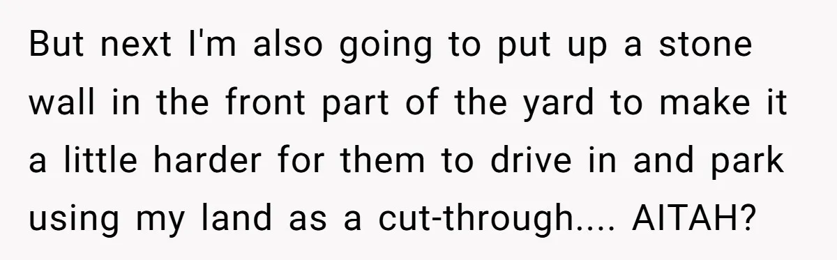 But next I'm also going to put up a stone wall in the front part of the yard to make it a little harder for them to drive in and...