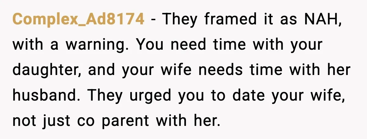He Worked 24 Hours Straight, Then Refused Date Night With His Wife Complex_Ad8174 - They framed it as NAH, with a warning. You need time with your daughter, and your wife needs time with her husband. They urged you to date your...