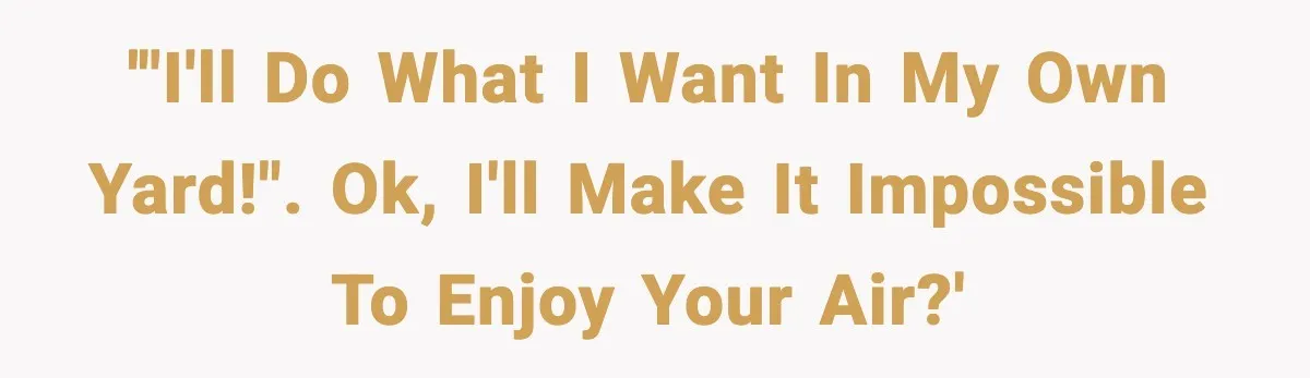 Seat for seat, decibel for decibel: how one quiet neighbor humbled a car bro '"I'll do what I want in my own yard!". Ok, I'll make it impossible to enjoy your air?'