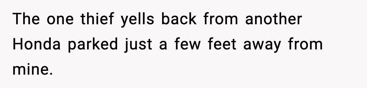 Thieves Try To Steal This Man's Car, But Somehow He “Steals” Their Stolen Honda Instead The one thief yells back from another Honda parked just a few feet away from mine.