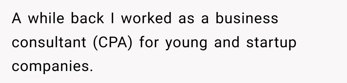 A while back I worked as a business consultant (CPA) for young and startup companies.