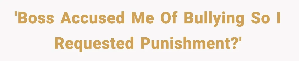 'Boss accused me of bullying so I requested punishment?'