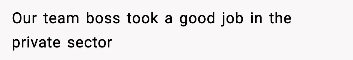 Our team boss took a good job in the private sector