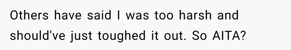 Others have said I was too harsh and should've just toughed it out. So AITA?