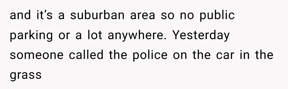 Woman Says No to Neighbor, His Vile Response Proves She Was Right and it’s a suburban area so no public parking or a lot anywhere. Yesterday someone called the police on the car in the grass