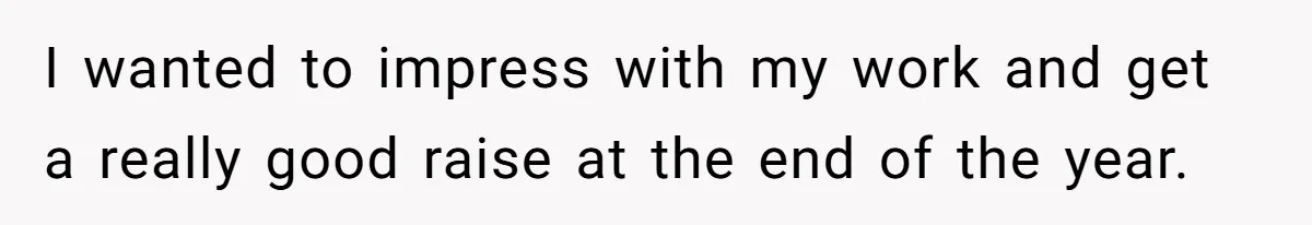 I wanted to impress with my work and get a really good raise at the end of the year.