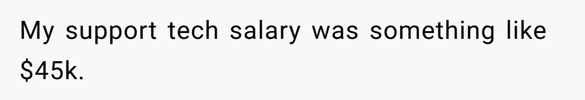 My support tech salary was something like $45k.