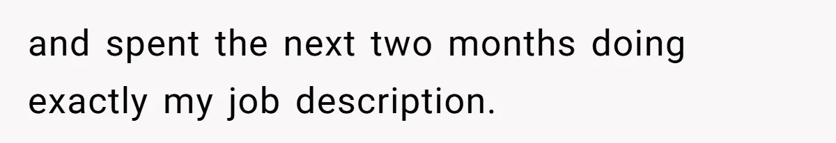 and spent the next two months doing exactly my job description.