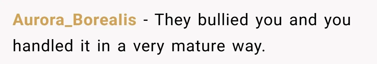 Aurora_BoreaIis - They bullied you and you handled it in a very mature way.